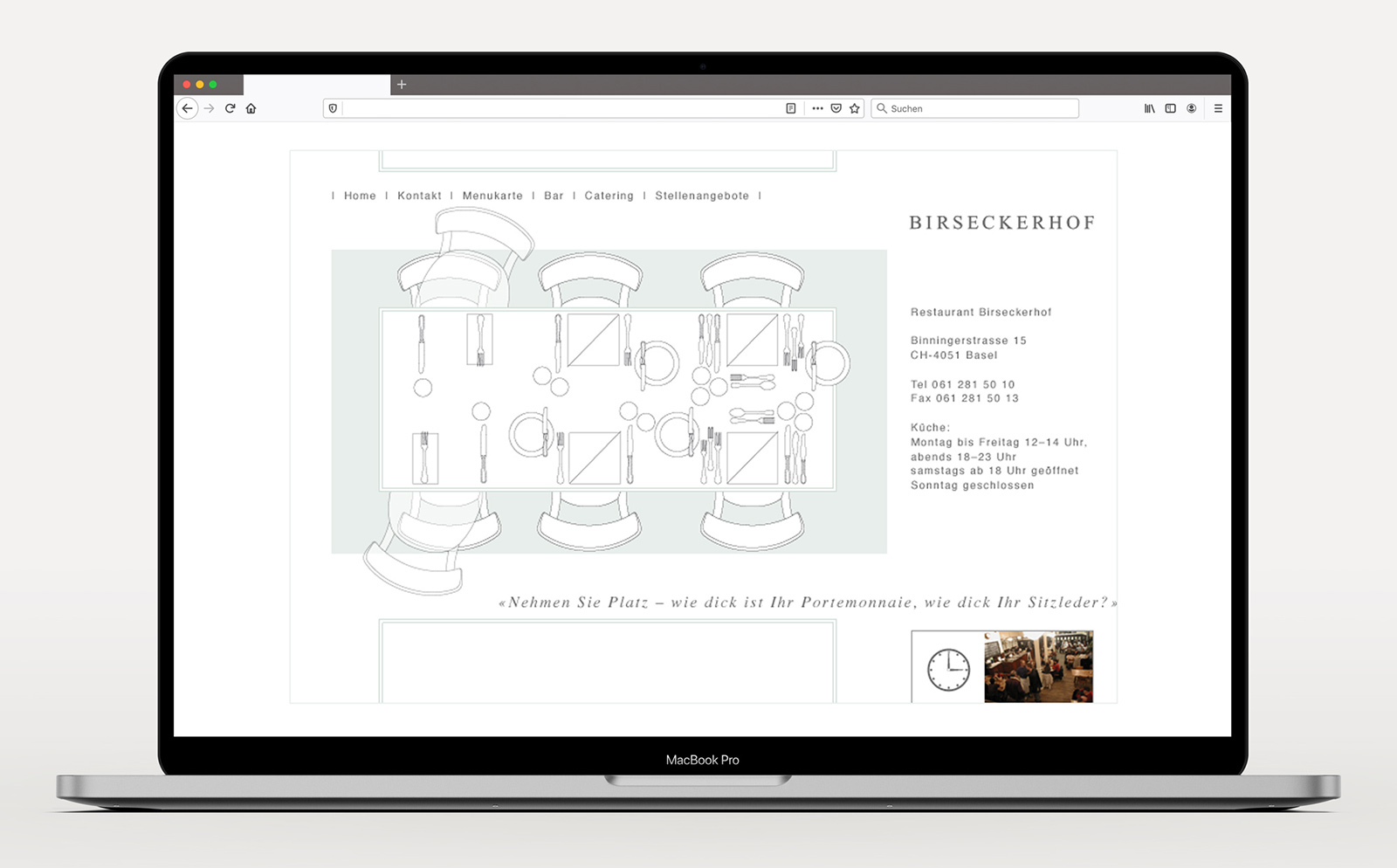 Gestaltung der Website des Restaurants Birseckerhof