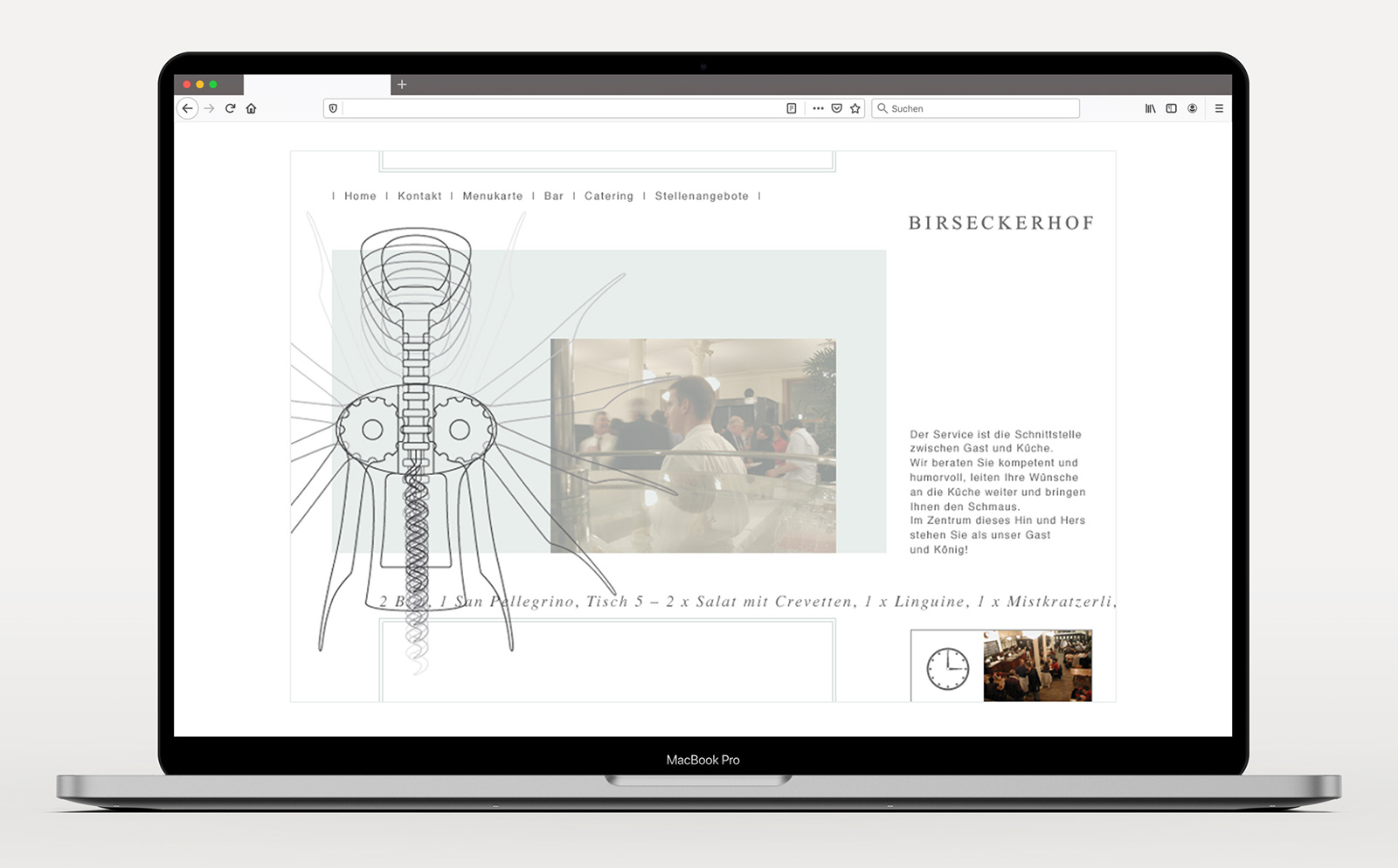 Gestaltung der Website des Restaurants Birseckerhof