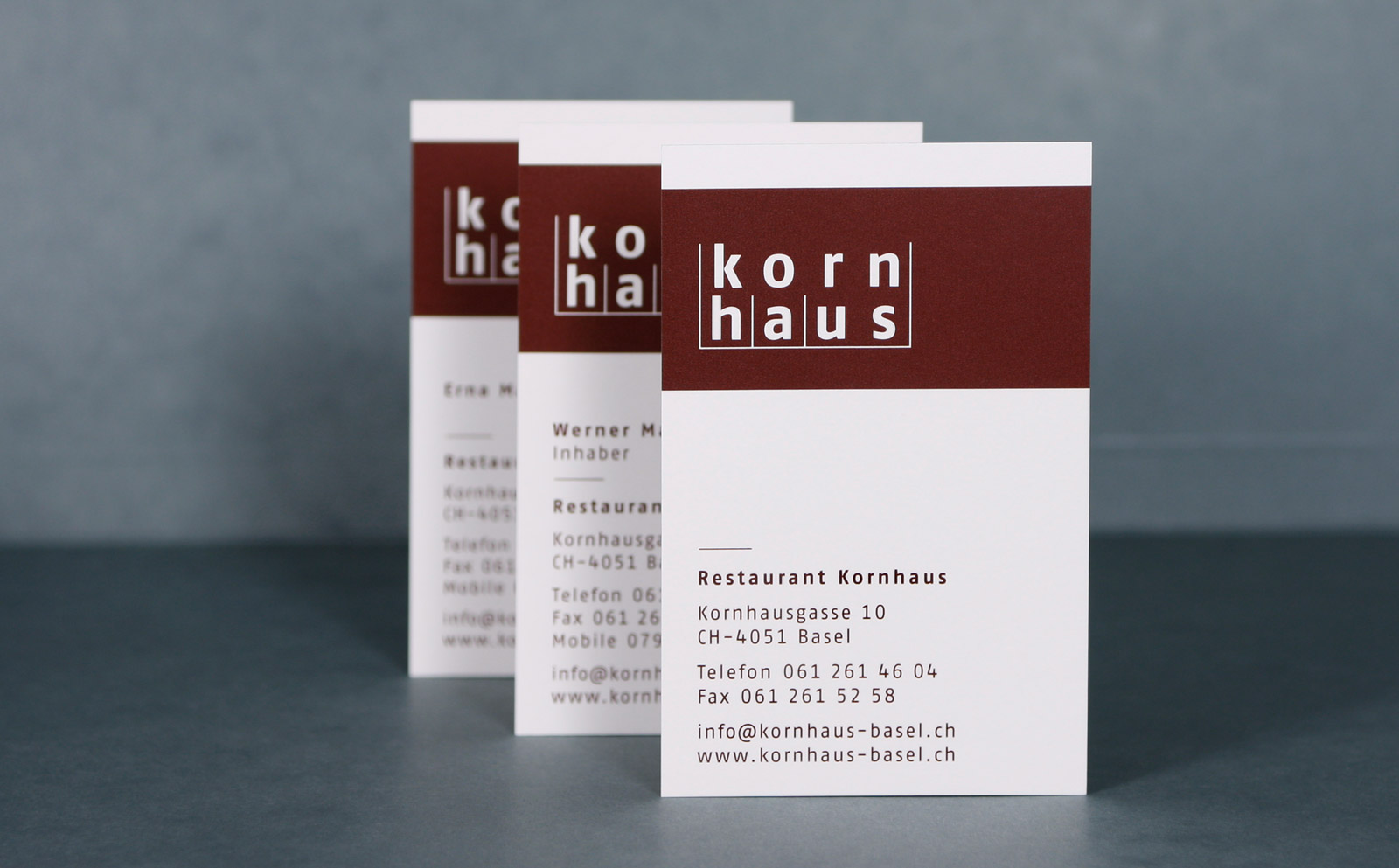 Corporate Design Gestaltung Logo und Visitenkarten Restaurant Kornhaus Basel