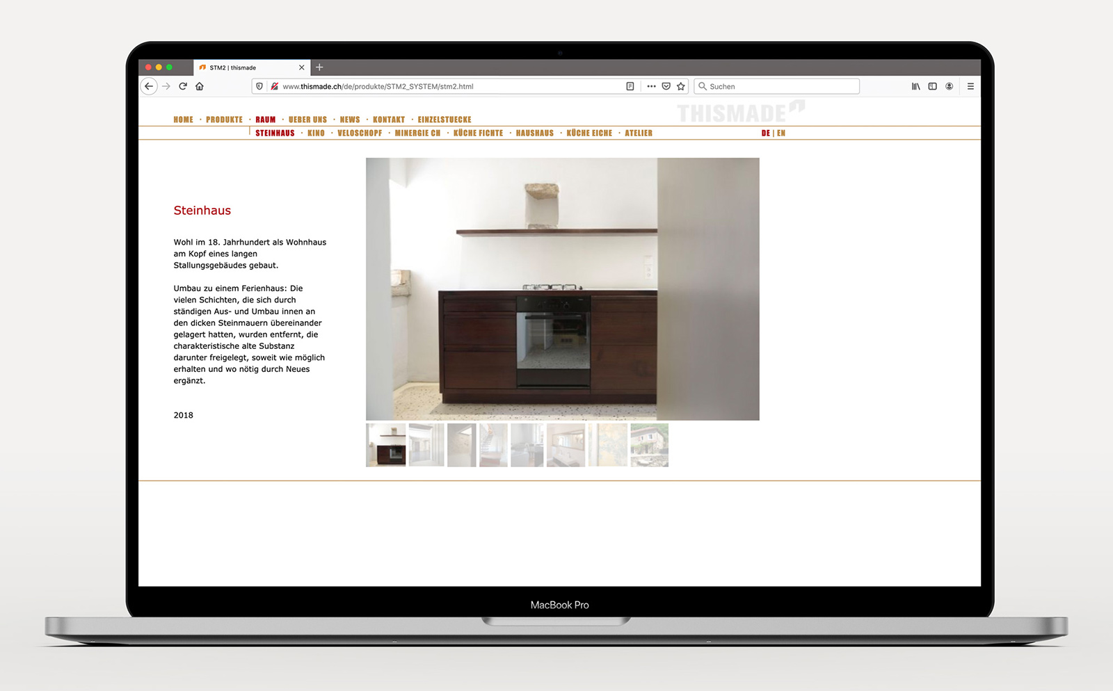 Gestaltung der Website Thismade Möbel, Basel